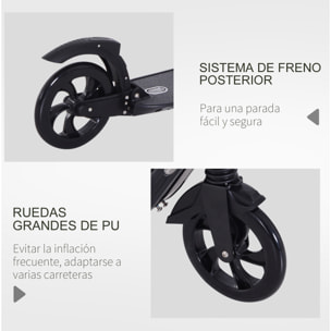 Patinete Plegable Manillar Altura Ajustable para Adultos Niños +14 Años Negro