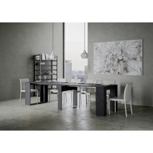 Console extensible 90x48/296 cm Venus Anthracite Spatulé rallonges internes