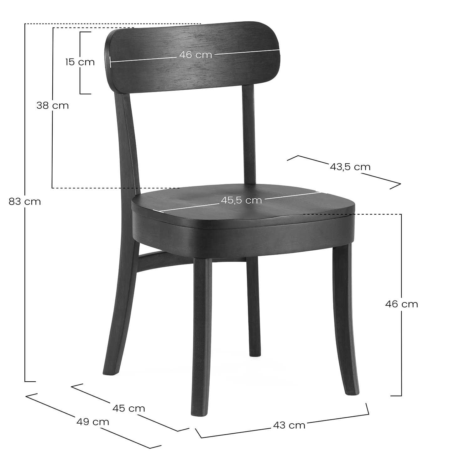 Juego de mesa 80x80 cm y 4 sillas de comedor Nala