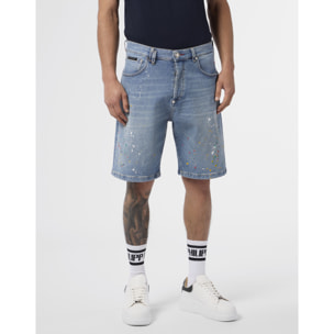 PHILIPP PLEIN Denim Shorts Paint