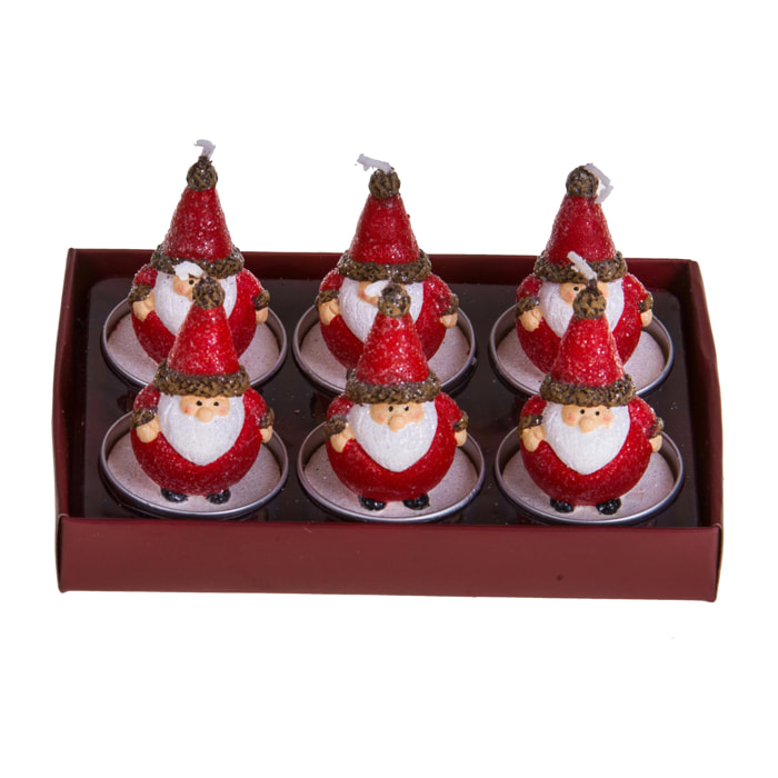 Tealight Babbo Natale 6 Pz - Pezzi 2 - Colore Rosso - 13,8x6,2Hx9,5cm - Bianchi Dino