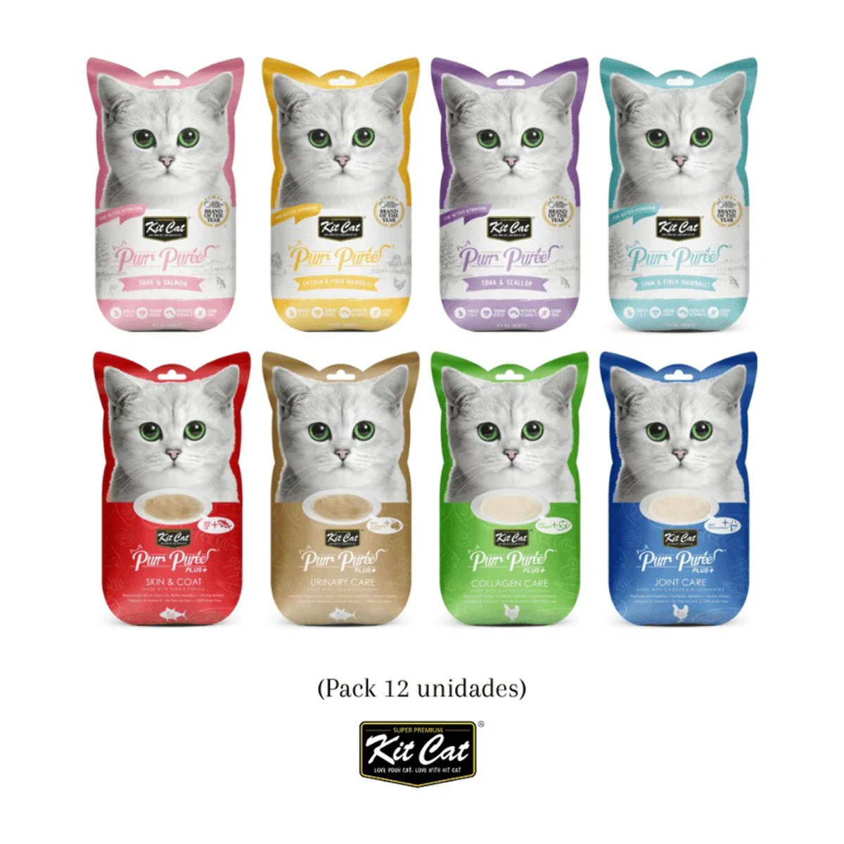 Kit Cat PurrPuree Pack Degustación 12 uds Snack natural para gatos