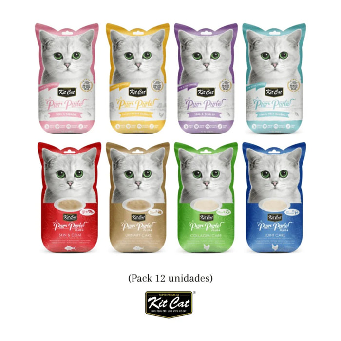 Kit Cat PurrPuree Pack Degustación 12 uds Snack natural para gatos