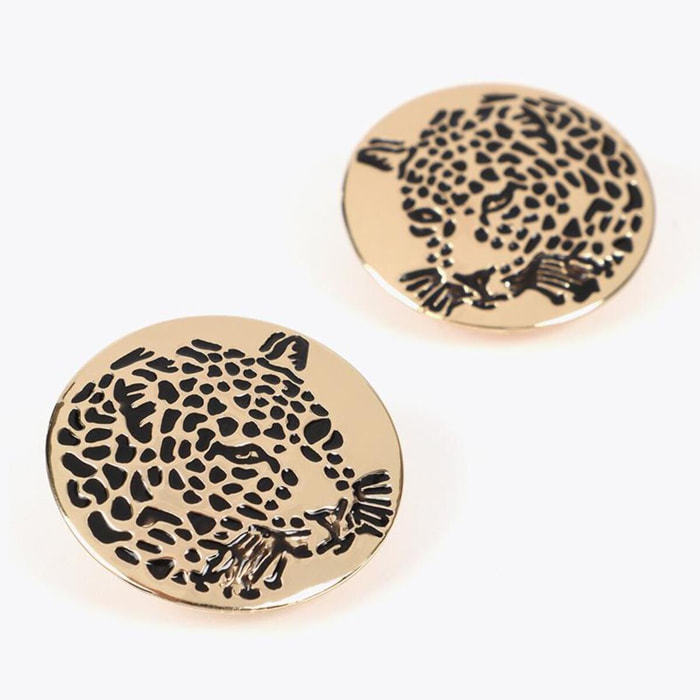 Orecchini a bottone testa di tigre