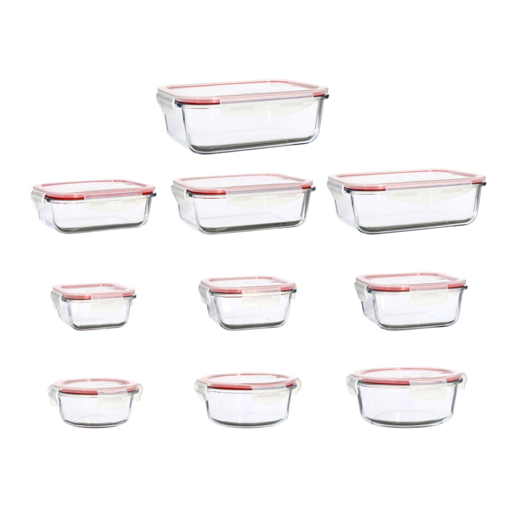 Lot de 10 boîtes hermétiques en verre CLEMENTINE