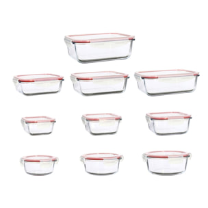 Lot de 10 boîtes hermétiques en verre CLEMENTINE