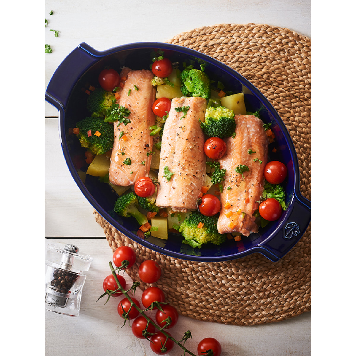 Plat four céramique ovale ardoise 31 cm - 10 1/2“ Appolia
