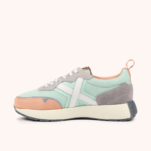 Sneakers de diseño running elegante verde menta y salmón MUNICH XEMINE WMN 107