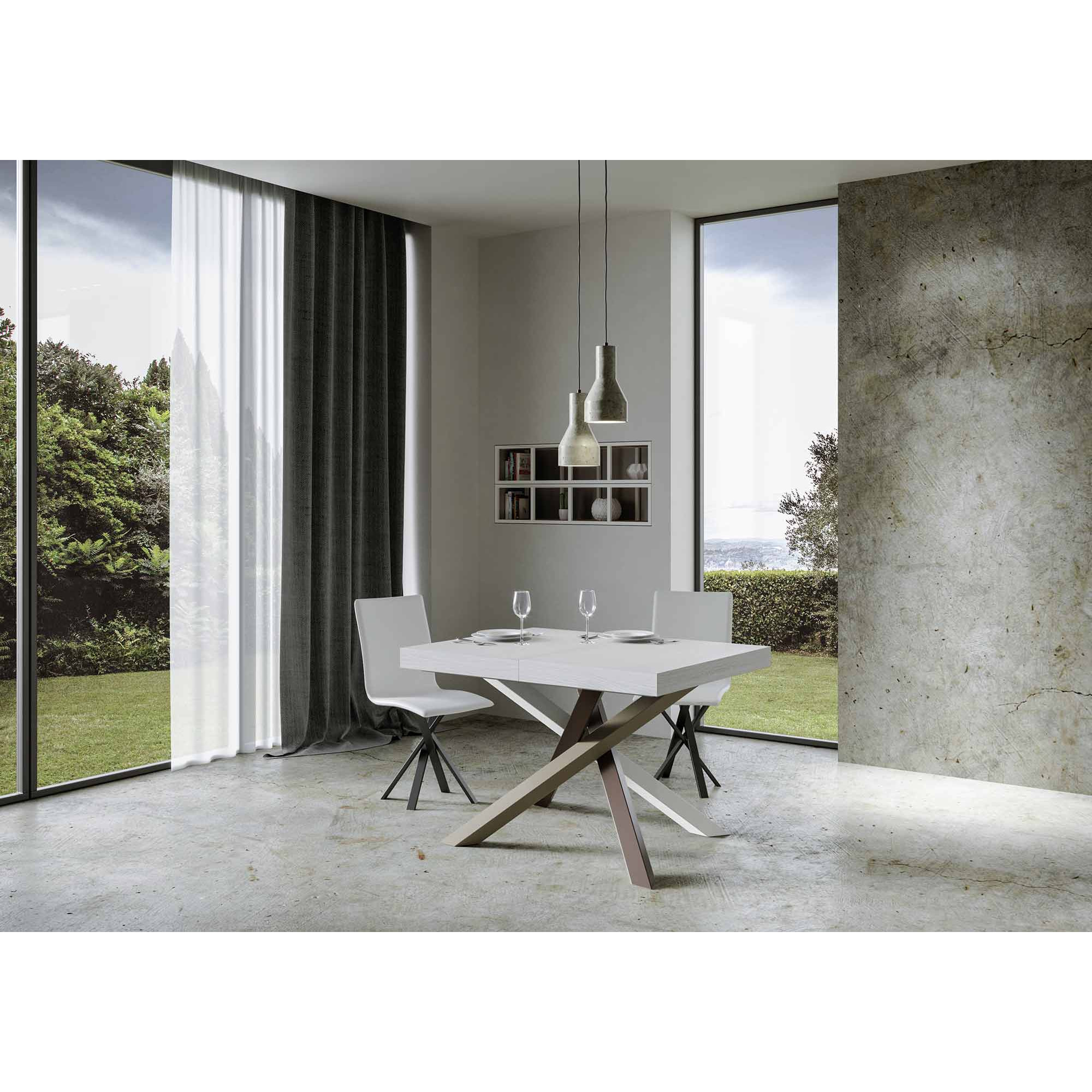 Mesa extensible 90x130/390 cm Volantis Fresno Blanco estructura multicolor 4/C