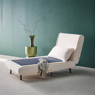 Chauffeuse convertible bouclette piétement bois 1 place crème Guest