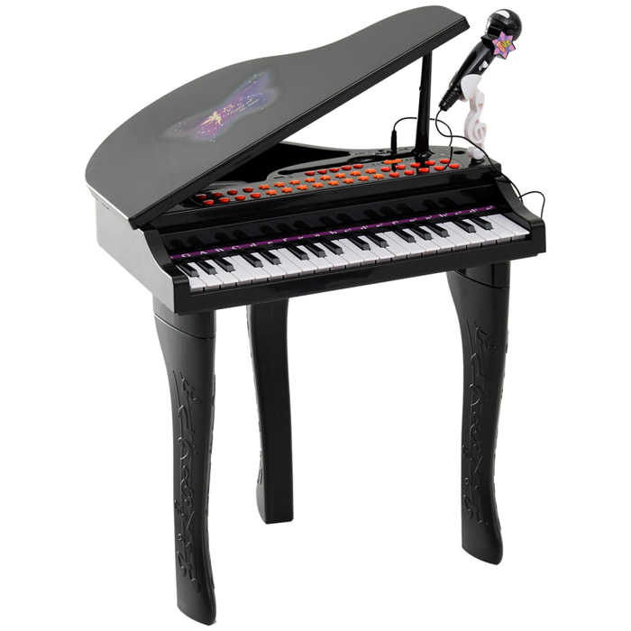 Piano à queue électronique 37 touches multifonctions avec micro haut parleur noir