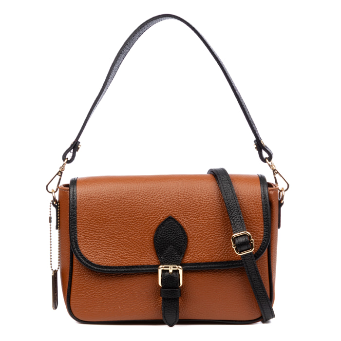 Barbianello bolso bandolera mujer. Piel auténtica Dollaro bitono.