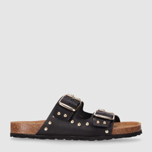 Sandalias de Piel - Negro - Tacón: