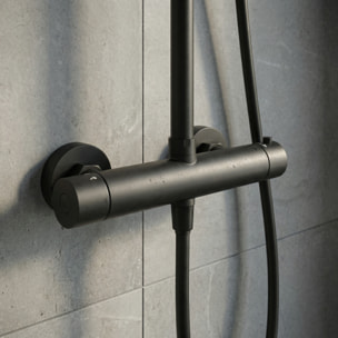 Colonne de douche XXL 250 avec mitigeur thermostatique, Douchette 3 jets, noir mat (SATSSTKEC)