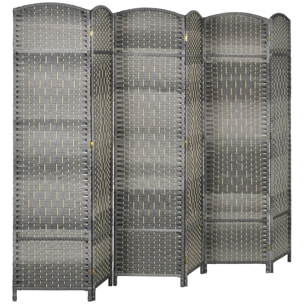 Separador de Ambientes de 6 Paneles Biombo Plegable 270x180 cm Pantalla de Privacidad de Polipropileno para Oficina Dormitorio Gris Mixto