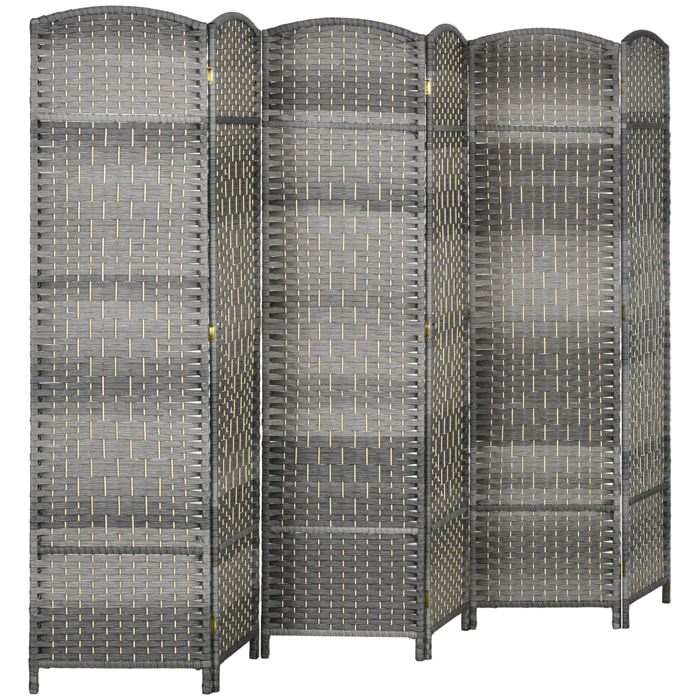 Separador de Ambientes de 6 Paneles Biombo Plegable 270x180 cm Pantalla de Privacidad de Polipropileno para Oficina Dormitorio Gris Mixto