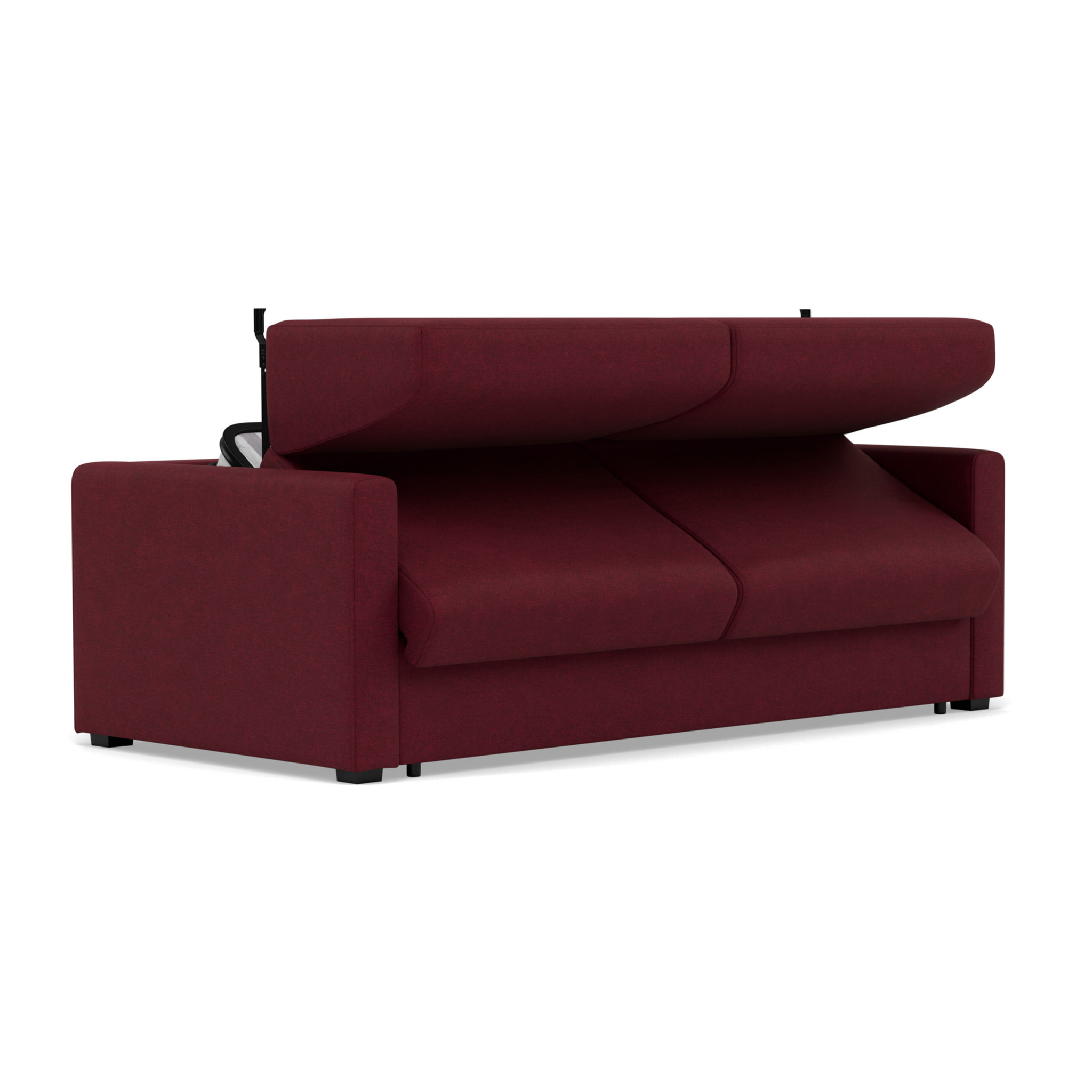 Julia - canapé 3 places convertible couchage quotidien matelas 14 cm en tissu - Prune
