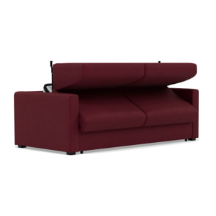 Julia - canapé 3 places convertible couchage quotidien matelas 14 cm en tissu - Prune