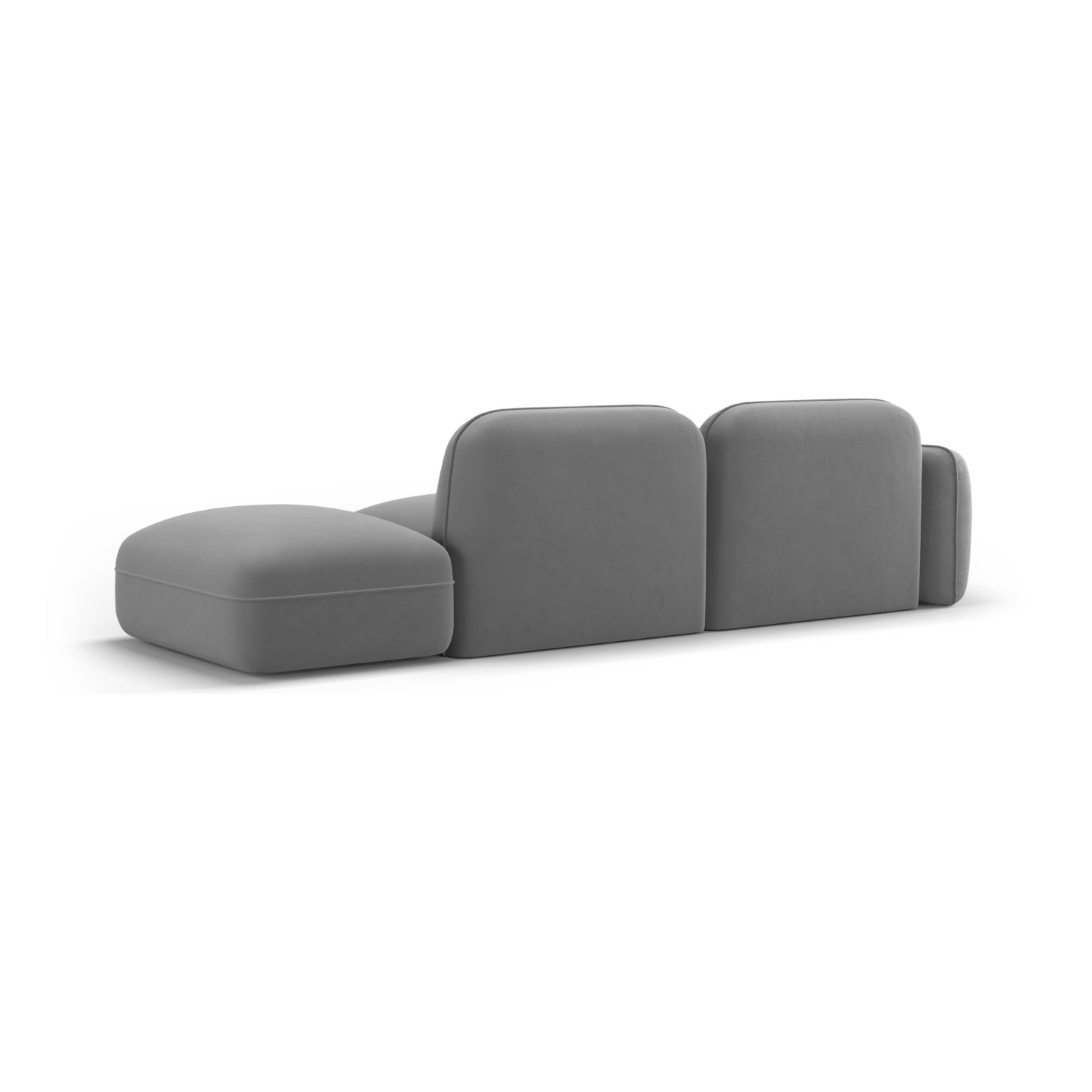 Canapé modulable droit "Lucien" 3 places en velours gris clair