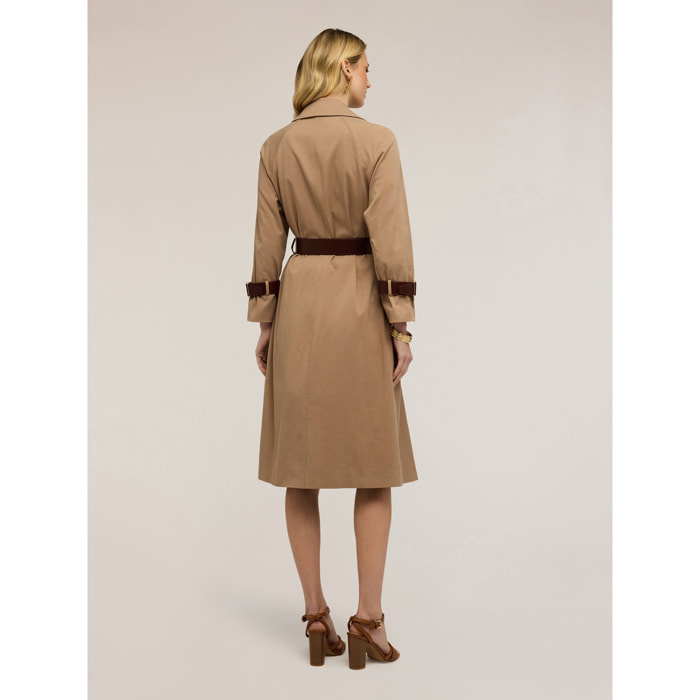 Motivi - Trench in drill misto lyocell con cintura - Beige