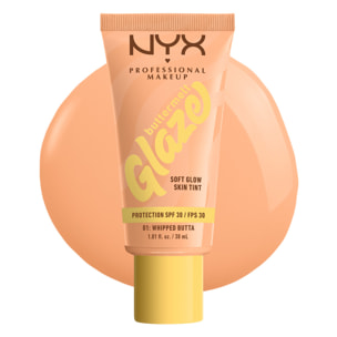 NYX Professional Makeup Buttermelt Glaze Tint, Fond de teint SPF30 jusqu'à 12h de tenue, Whipped Butta