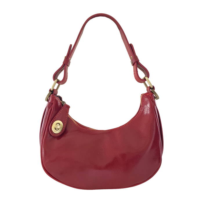 Borsa a Spalla Elegante Mezzaluna da Donna in Pelle Lucida