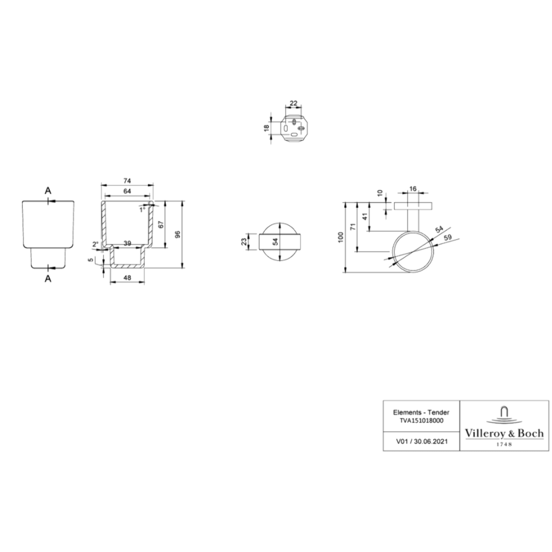 Porte-verre + Distributeur de savon VILLEROY & BOCH Elements Tender