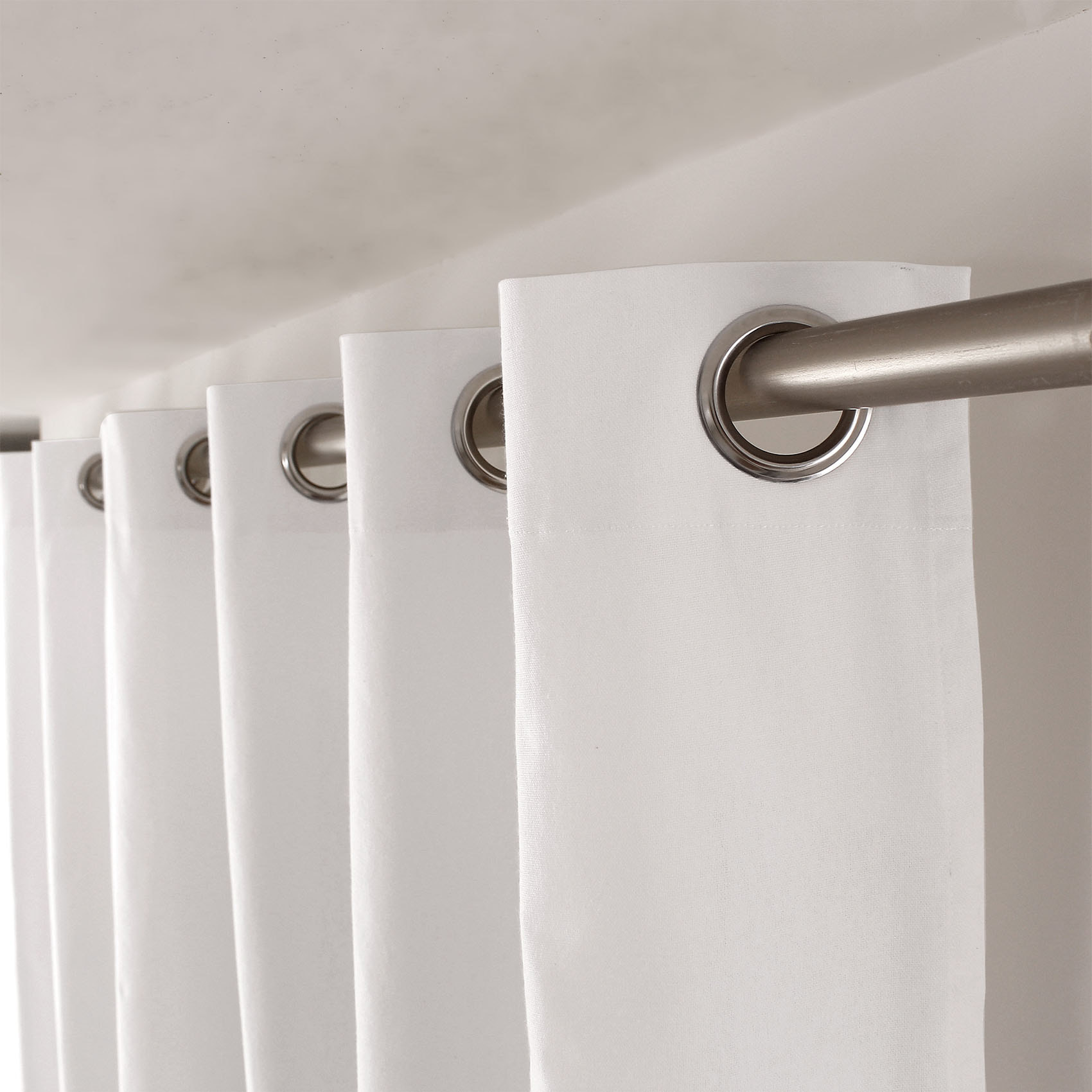 Rideau coloré en pur coton 8 œillets - Blanc