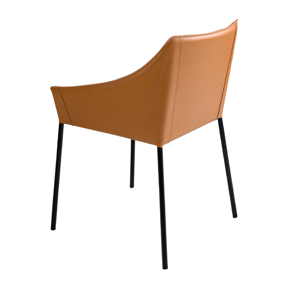 Silla Angel Cerdá con asiento y respaldo tapizados en polipiel en marrón patas de acero inoxidable en negro mate 62x60x79cm