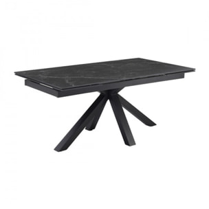 Table extensible en céramique marbré noir L160/240cm - 9 piètements - UNIK