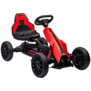 Kart Pedales Go Kart a Pedales para Niños de 3-8 Años con Asiento Ajustable en 4 Posiciones Freno de Mano y Ruedas de EVA Carga 30 kg Rojo