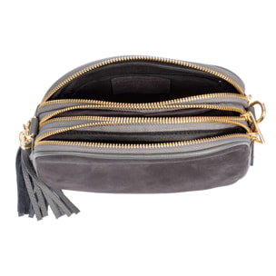 Aliminusa bolso bandolera Mujer. Piel auténtica Gamuza y Dollaro.