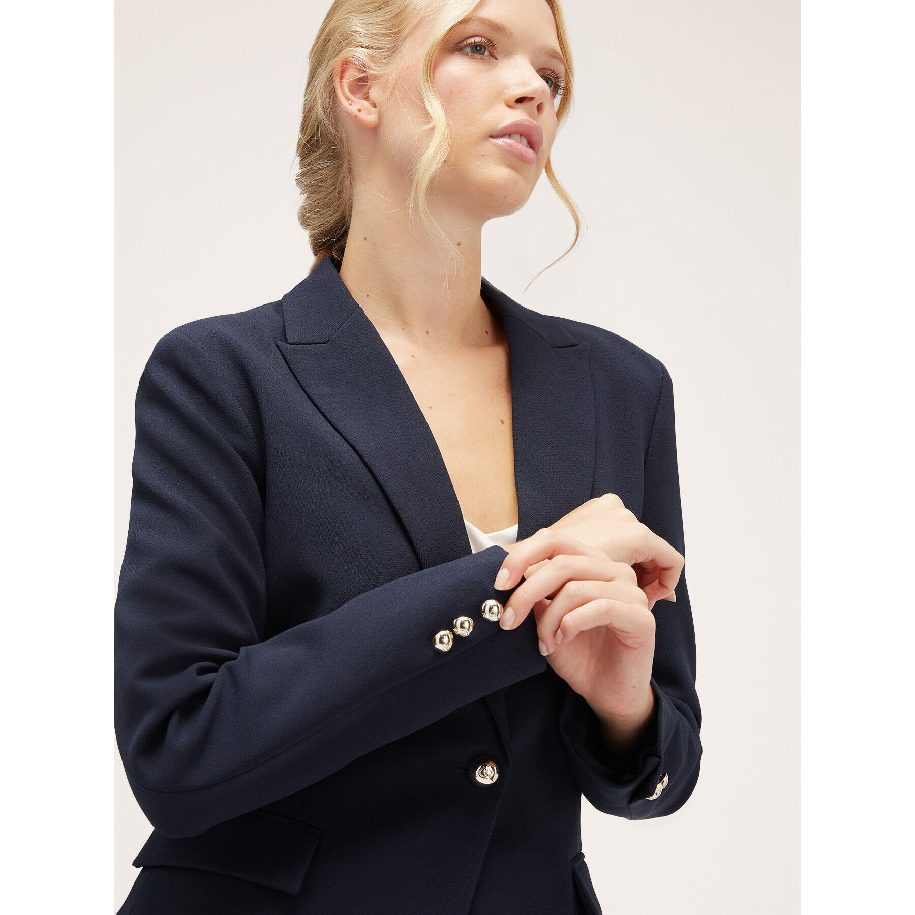 Motivi - Blazer monopetto in tessuto crêpe - Blu