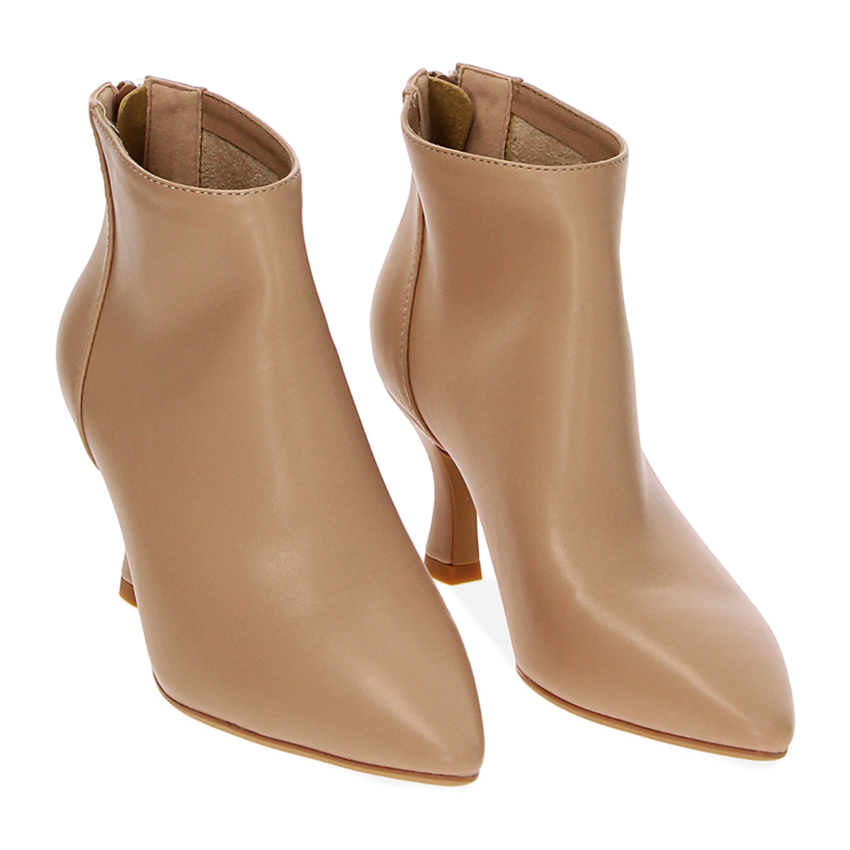 Tronchetti beige, tacco 7 cm