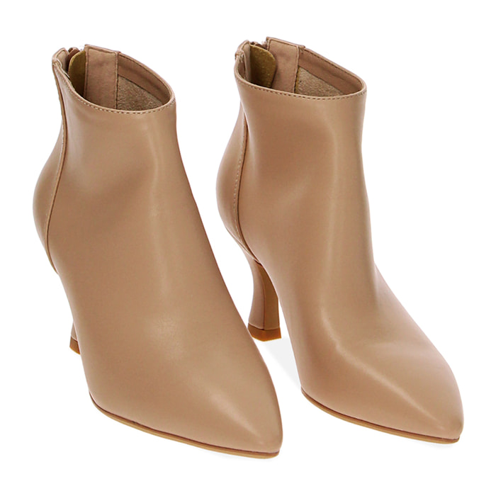 Tronchetti beige, tacco 7 cm