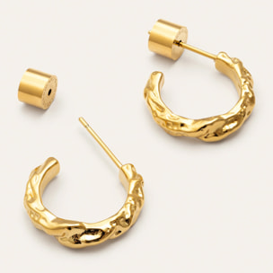 Pendientes Aro Organic River Acero Baño Oro