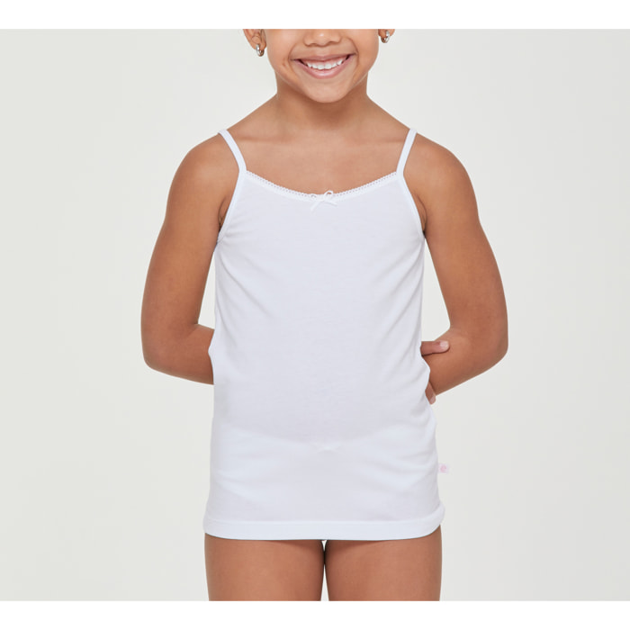 Canotta girocollo a spalla stretta bimba in cotone organico