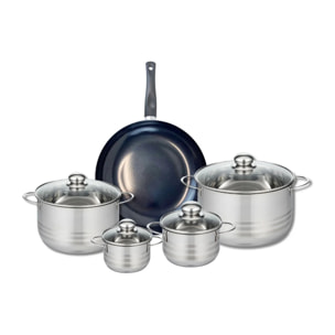 Ensemble de 1 Poêle de cuisson 28 cm et 4 faitouts 12, 14, 20 et 24 cm Elo Prima Brillant