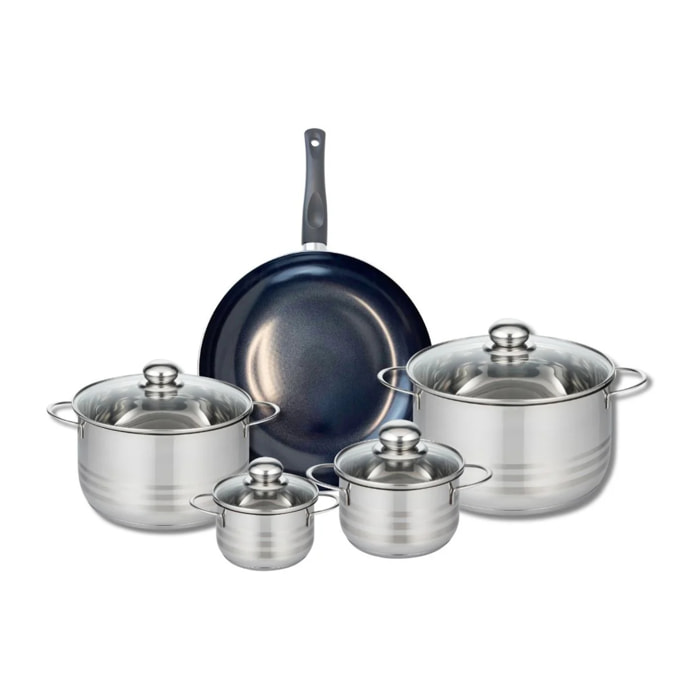 Ensemble de 1 Poêle de cuisson 28 cm et 4 faitouts 12, 14, 20 et 24 cm Elo Prima Brillant