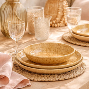 Lot de 6 assiettes à dessert 20cm en grès jaune  NATURA
