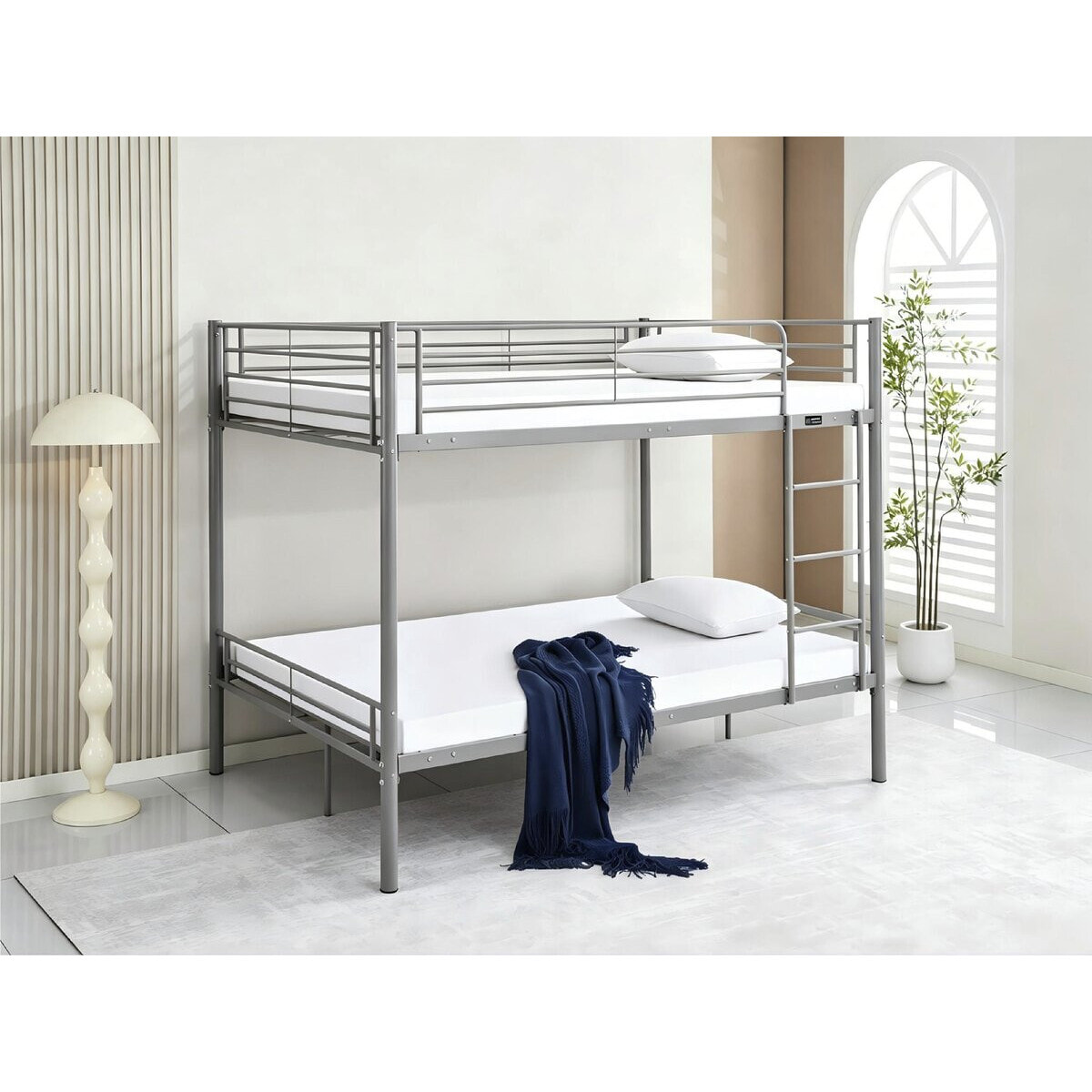 Lit double superposé avec sommier inclus "Adam" - 140 x 190 cm - Gris