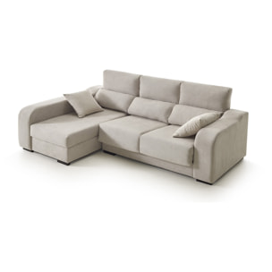 Sofá Chaiselongue Zafiro 3 Plazas Tela Antimanchas Izquierda Color Beige