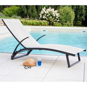 Lot de 2 transats de jardin en aluminium - lin - POLENCA