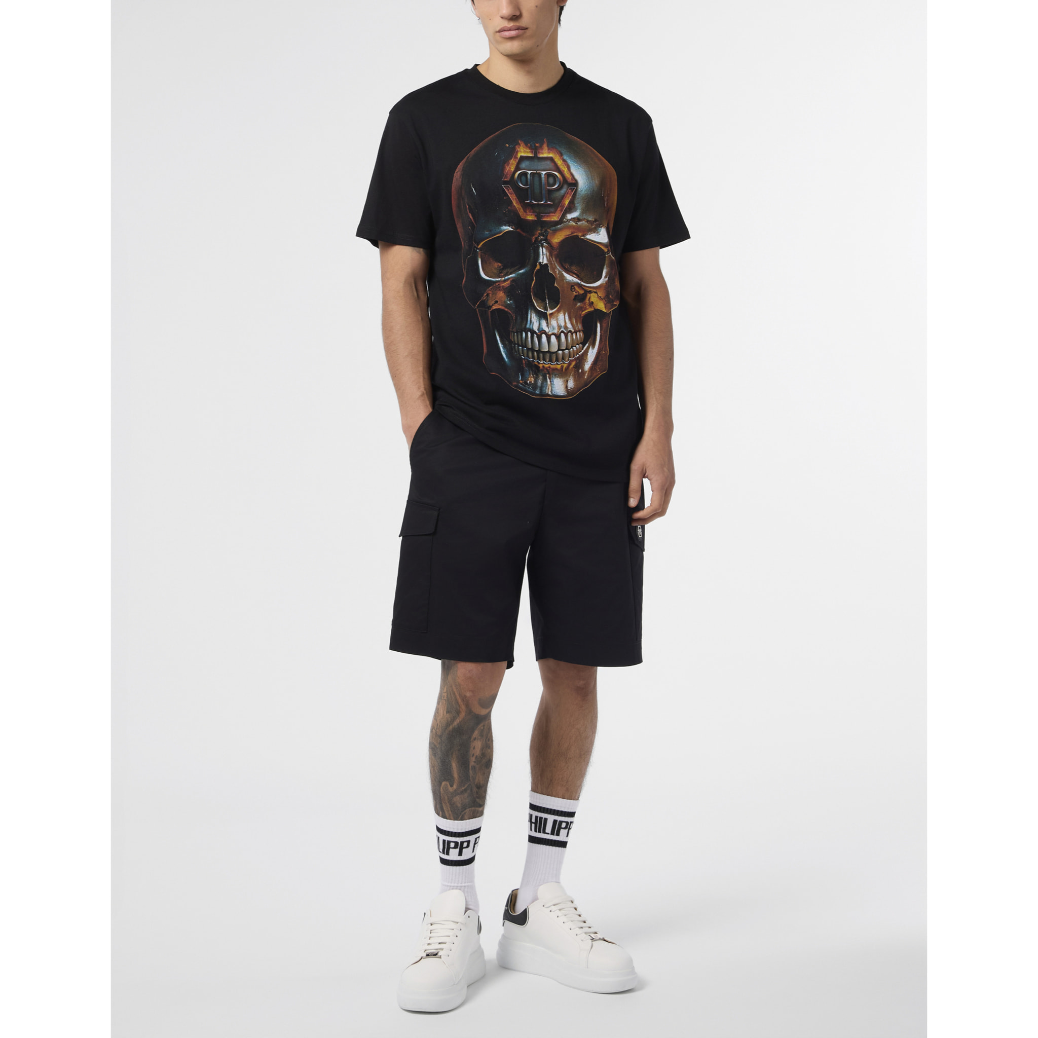 PHILIPP PLEIN Round Neck T-Shirt Lava Skull