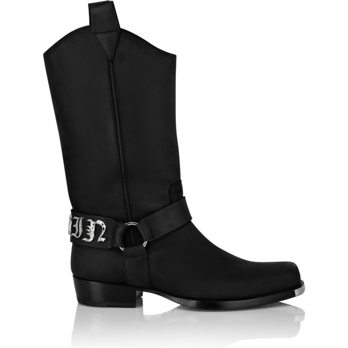 PHILIPP PLEIN Boots Flat High GOTHIC PLEIN