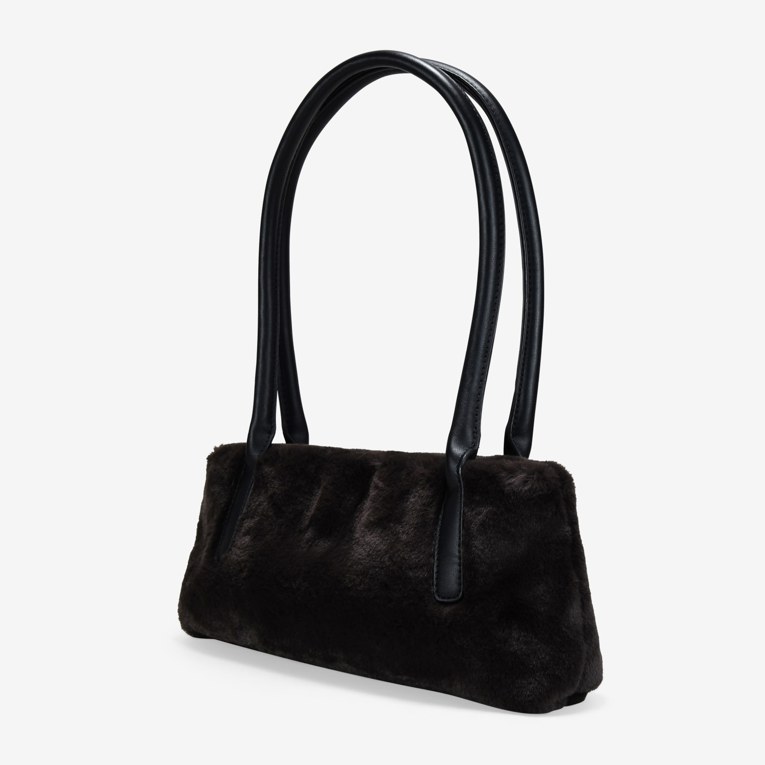 Bolso de hombro marrón con pelo