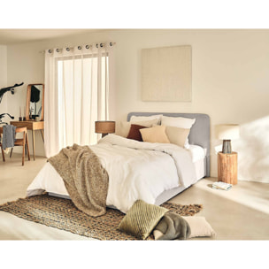 Goyave - lit coffre - 160x200 - en tissu - sommier inclus - Gris