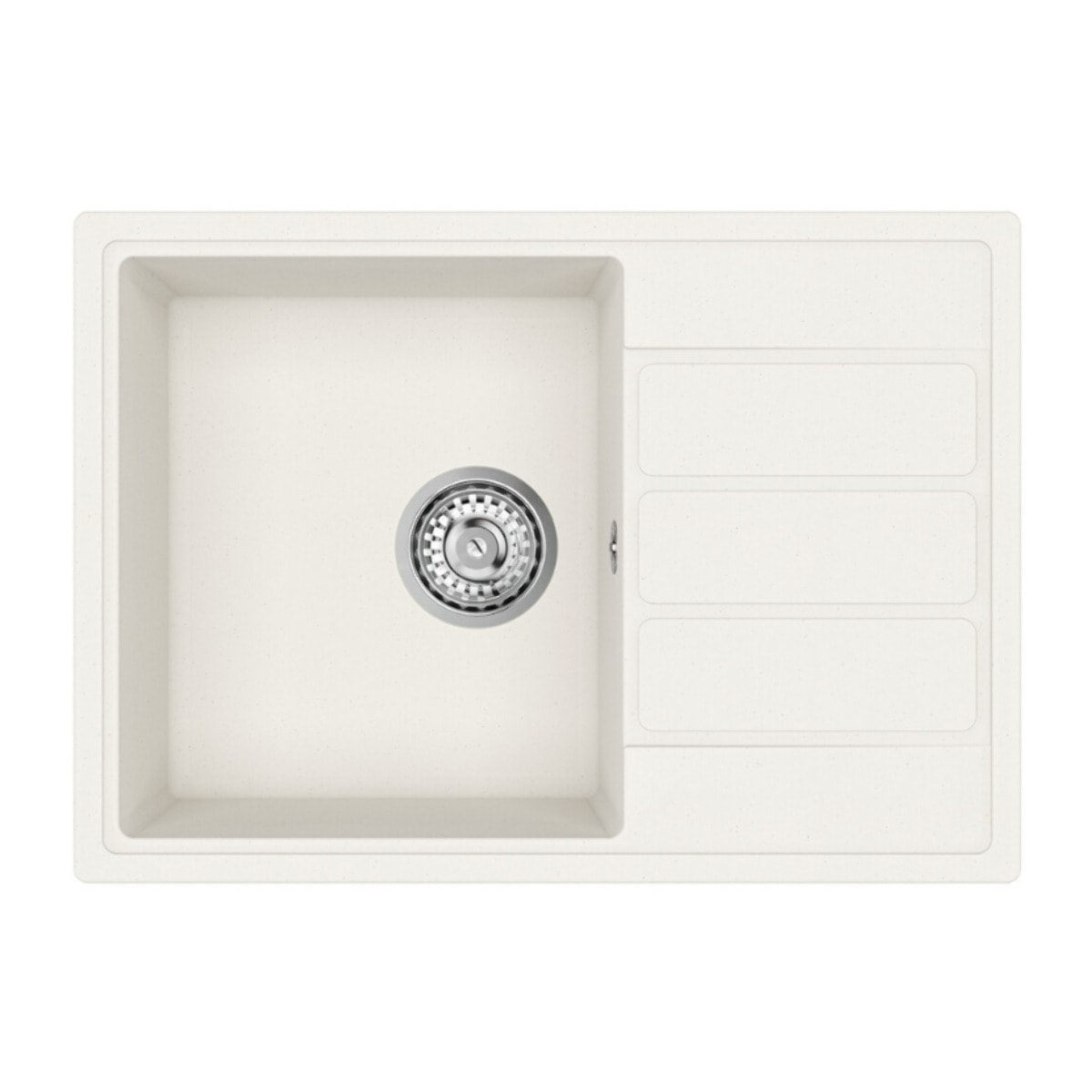 62x44 cm évier avec égouttoir réversible en Granite, à encastrer, blanc (SATSINKGE2W)