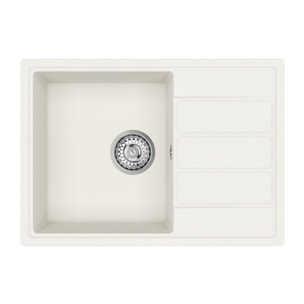 62x44 cm évier avec égouttoir réversible en Granite, à encastrer, blanc (SATSINKGE2W)