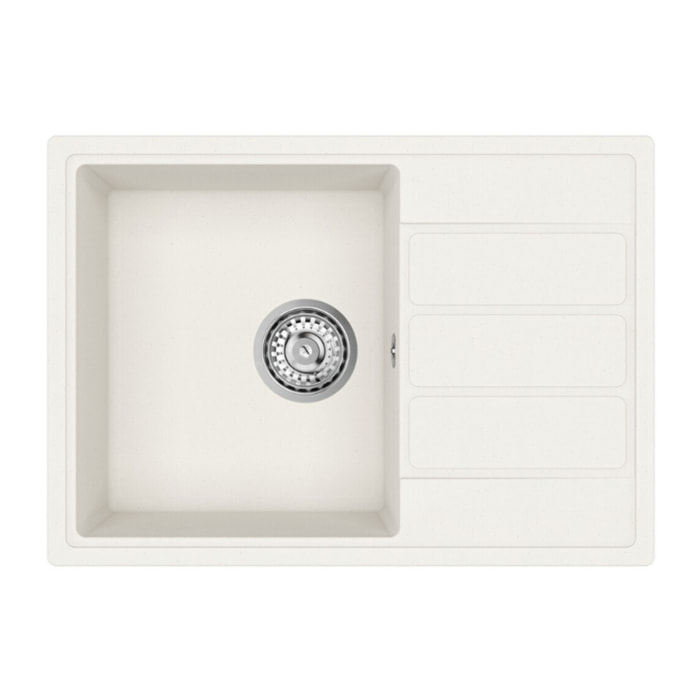 62x44 cm évier avec égouttoir réversible en Granite, à encastrer, blanc (SATSINKGE2W)